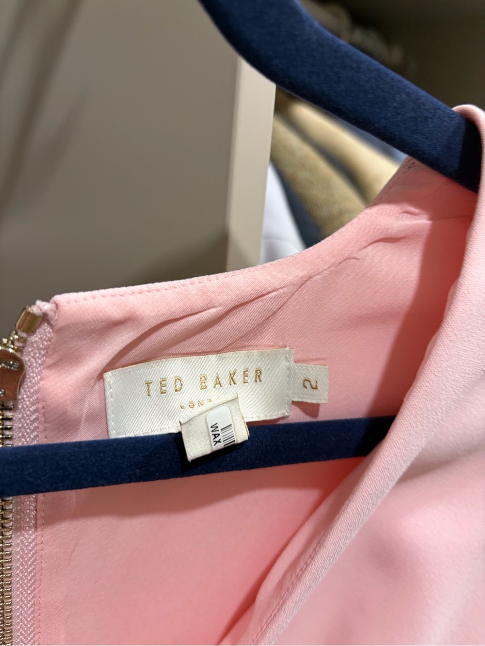 Ted Baker Blush Pink Sleeveless Tiered V-Neck Dress with Waist Tie - Picture 2 of 6